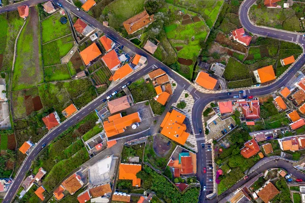 Vue Aérienne Village Porto Moniz Avec Piscine Lave Roche Île — Photo