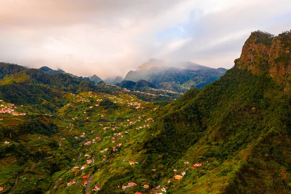 Vista Aérea Cidade Porto Cruz Costa Norte Ilha Madeira Com — Fotografia de Stock