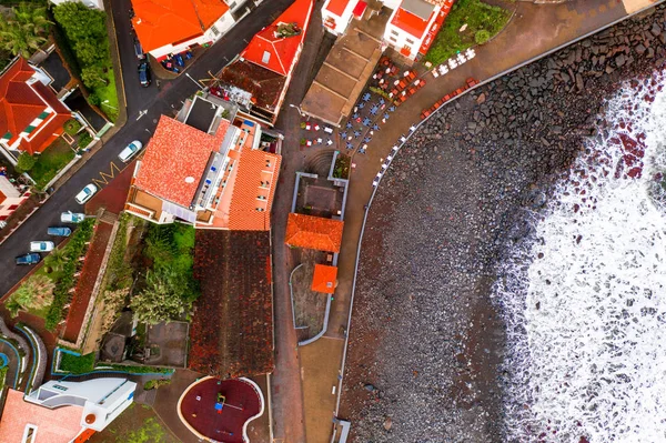 Vista Aérea Cidade Porto Cruz Costa Norte Ilha Madeira Com — Fotografia de Stock