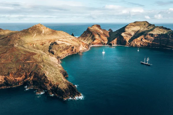 Vista Aérea Playa Salvaje Acantilados Ponta Sao Lourenco Islas Madeira — Foto de Stock