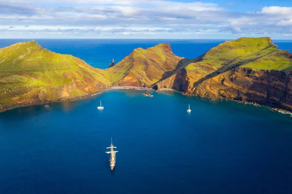 Vista Aérea Playa Salvaje Acantilados Ponta Sao Lourenco Islas Madeira — Foto de Stock