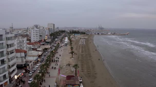 Temmuz 2018 Limasol Kıbrıs Larnaka Deniz Tarafında Güzel Bir Akşam — Stok video