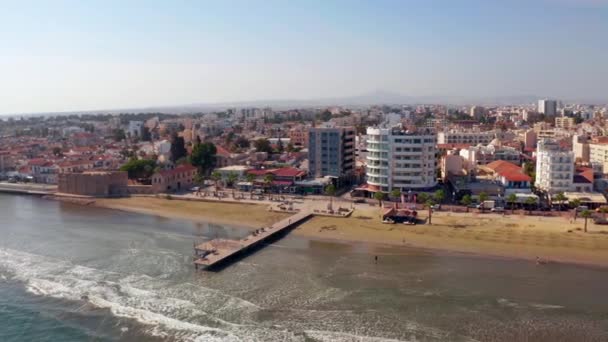 July 2018 Limassol Cyprus Aerial View Beach Line Larnaca City — Stock Video
