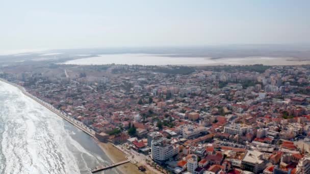 Julho 2018 Limassol Chipre Vista Aérea Linha Praia Cidade Larnaca — Vídeo de Stock