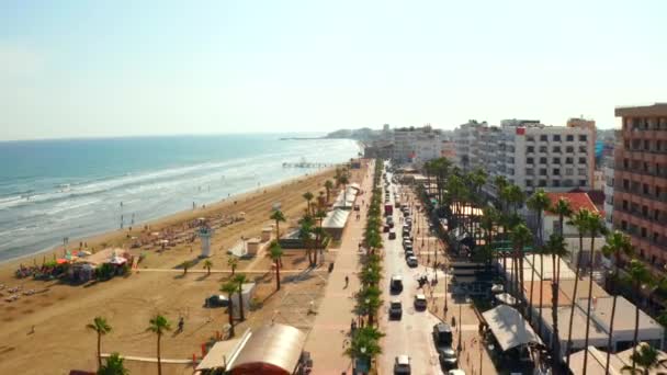 Juli 2018 Zypern Nikosia Luftaufnahme Der Strandlinie Larnaca Stadt Auf — Stockvideo