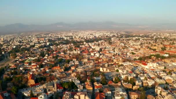 Vue Aérienne Haute Altitude Capitale Emblématique Nicosie Chypre Voler Dessus — Video