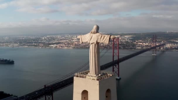 Juillet 2018 Lisbonne Portugal Vue Aérienne Sanctuaire Christ Roi Portugais — Video