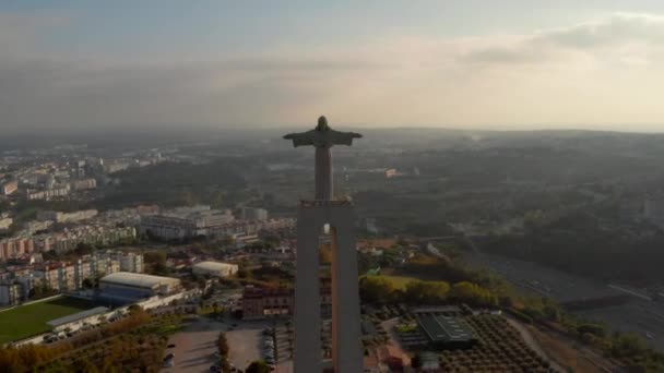 Juli 2018 Lissabon Portugal Aerial Fågel Visa Helgedom För Kristus — Stockvideo