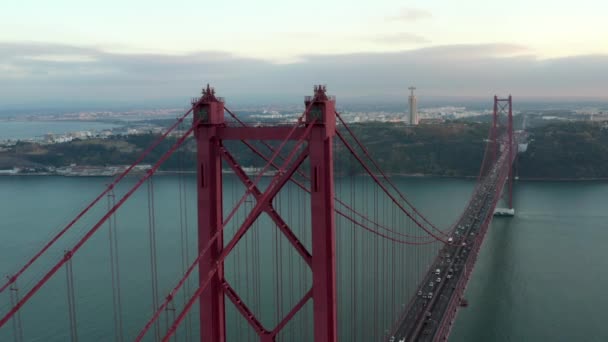 Pont Avril Sur Rio Tejo Lisbonne Protugal Pont Abril — Video