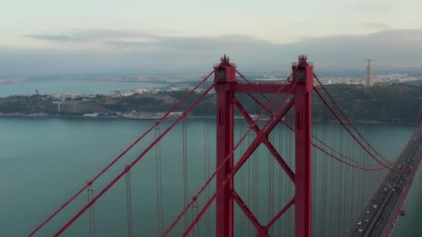 Brücke Vom April Auf Dem Rio Tejo Lissabon Protugal Abril — Stockvideo