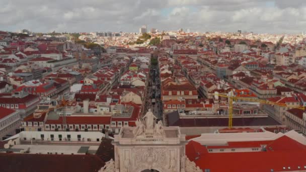 Vista Aérea Del Casco Antiguo Lisboa — Vídeo de stock