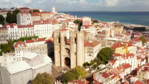 Domkyrkan Patriarkala Katedralen Mary Major Lissabon Portugal — Stockvideo