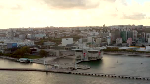 Listopada 2018 Lizbona Portugalia Widok Piękny Kolejki Linowej Zatoce Lizbonie — Wideo stockowe