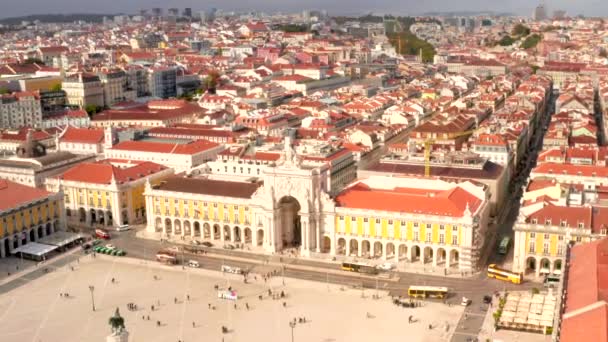 Vista Aérea Famosa Praca Comercio Dos Principais Marcos Lisboa Bela — Vídeo de Stock