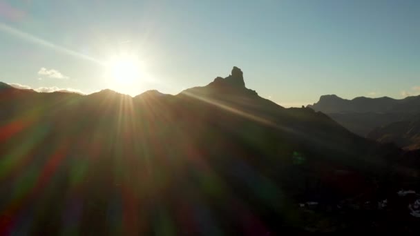 Gran Canaria Ada Hava Dağ Manzarası Ile Tenerife Teide Yanardağı — Stok video