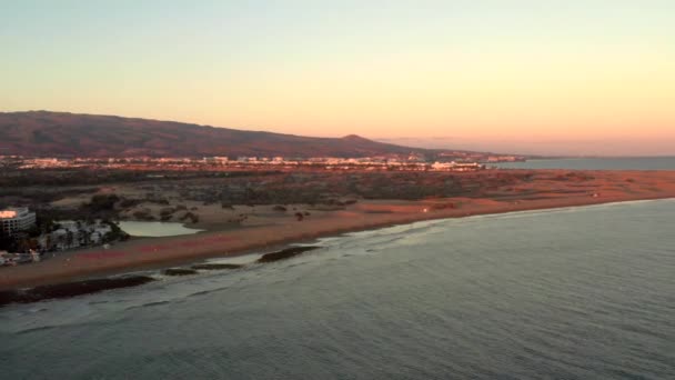 Luftaufnahme Eines Leuchtturms Bezirk Meloneras Auf Der Insel Gran Canaria — Stockvideo