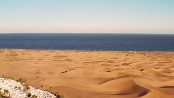 Flygfoto Över Sanddynerna Maspalomas Gran Canaria Kanarieöarna Spanien — Stockvideo