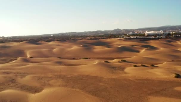 Luftaufnahme Der Sanddünen Von Maspalomas Gran Canaria Kanarische Inseln Spanien — Stockvideo