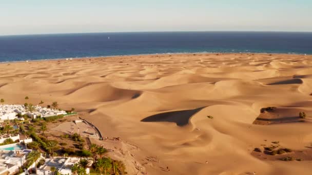 Letecký Pohled Písečných Dun Maspalomas Gran Canaria Kanárské Ostrovy Španělsko — Stock video