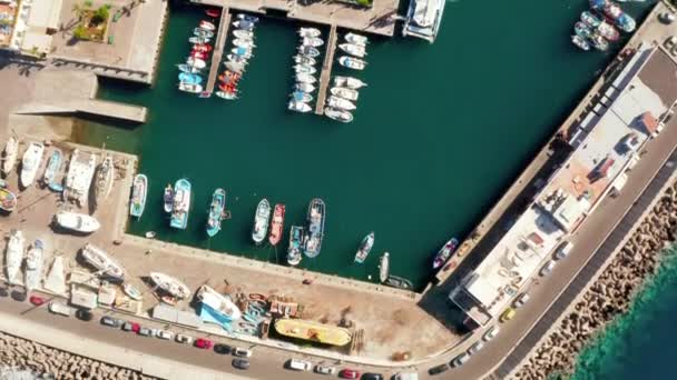 Aerial View Puerto Mogan Town Coast Gran Canaria Island Spain — Stock Video