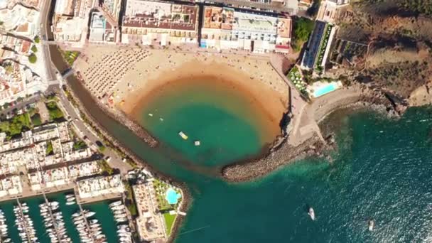 Aerial View Puerto Mogan Town Coast Gran Canaria Island Spain — Stock Video