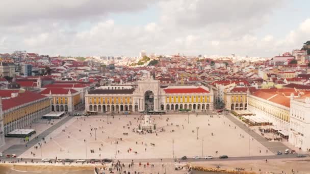 Vista Aérea Famosa Praca Comercio Dos Principais Marcos Lisboa Bela — Vídeo de Stock