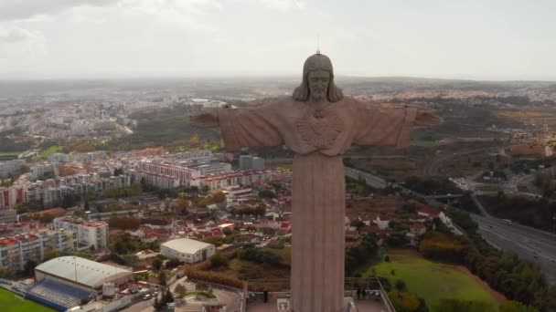 Lisboa Portugal Vista Aérea Del Santuario Cristo Rey Portugués Santuario — Vídeo de stock