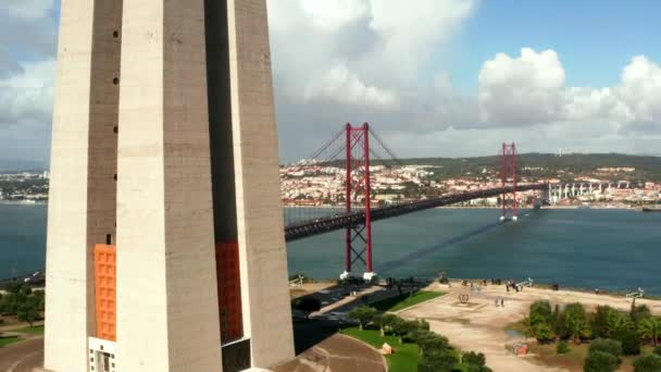 Lissabon Portugal Luftaufnahme Des Heiligtums Von Christus Dem König Portugiesischen — Stockvideo
