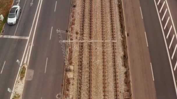 Vista Aérea Los Ferrocarriles Lisboa — Vídeos de Stock