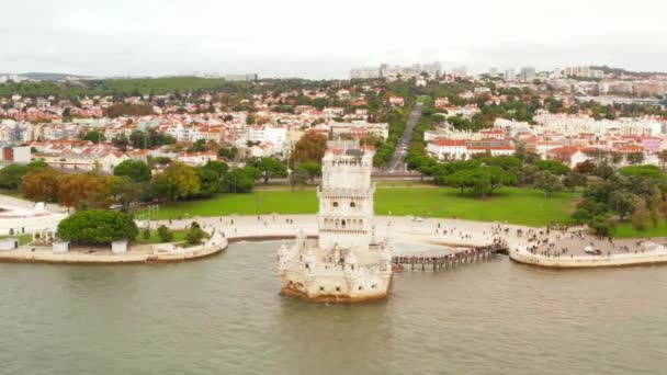 Torre Belém Wieża Belém Lisboa Portugalia Jeden Najbardziej Znanych Atrakcji — Wideo stockowe