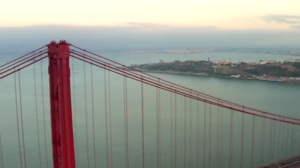 Brücke Vom April Auf Dem Rio Tejo Lissabon Protugal Abril — Stockvideo