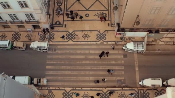 Luchtfoto Van Beroemde Praca Comercio Commerce Square Een Van Belangrijkste — Stockvideo