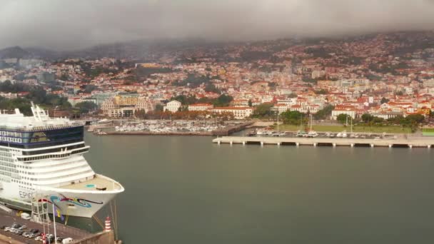 Funchal Portugal Dezembro 2016 Grande Navio Cruzeiro Branco Luxo Costa — Vídeo de Stock