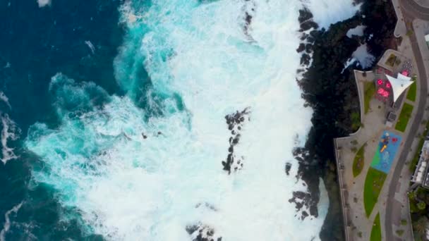 Piscine Naturelle Porto Moniz Île Madère Portugal Énormes Vagues Océaniques — Video