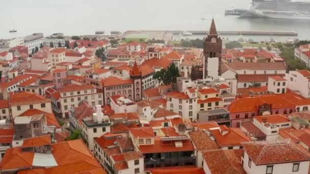 Cityscape Funchal Madeira Portekiz Havadan Görünümü — Stok video