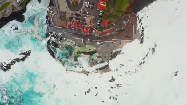 Piscina Natural Porto Moniz Ilha Madeira Portugal Ondas Oceânicas Enormes — Vídeo de Stock
