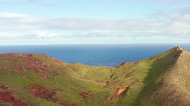 Ponta Sao Lourenco Madeira Adası Havadan Doğa Görünümü — Stok video