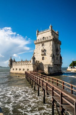 10 Haziran 2018. Lizbon, Portekiz. Belem Kulesi - Tagus Nehri, Portekiz.