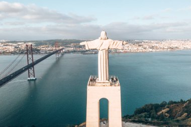 Lisbon, Portekiz - Kasım, 28, 2018: İsa Mesih anıt 