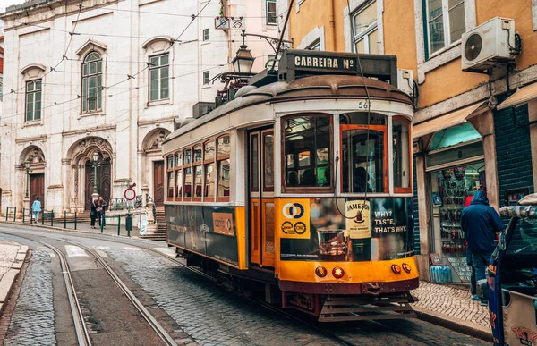 Mai 2018 Lisbon Portugal Oldtimer Tram Der Innenstadt Von Lissabon — Stockfoto