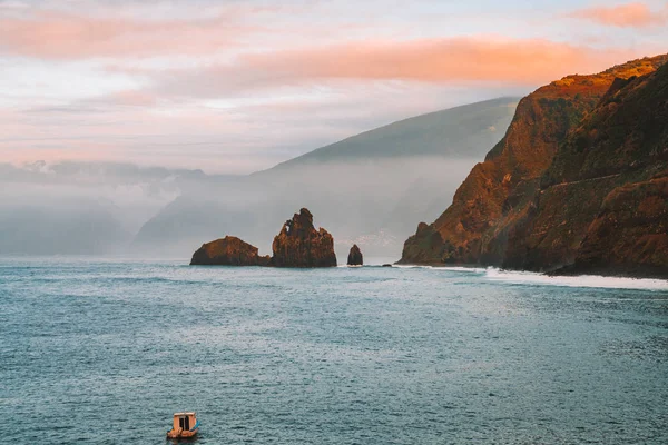 Bela Vista Laranja Pôr Sol Ilha Madeira — Fotografia de Stock