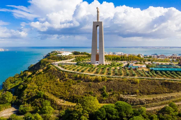 Listopada 2018 Lizbona Portugalia Widok Lotu Ptaka Pomnika Cristo Rei — Zdjęcie stockowe