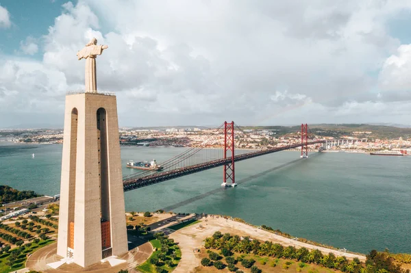 Νοεμβρίου 2018 Λισαβόνα Πορτογαλία Εναέρια Άποψη Του Αγάλματος Του Cristo — Φωτογραφία Αρχείου