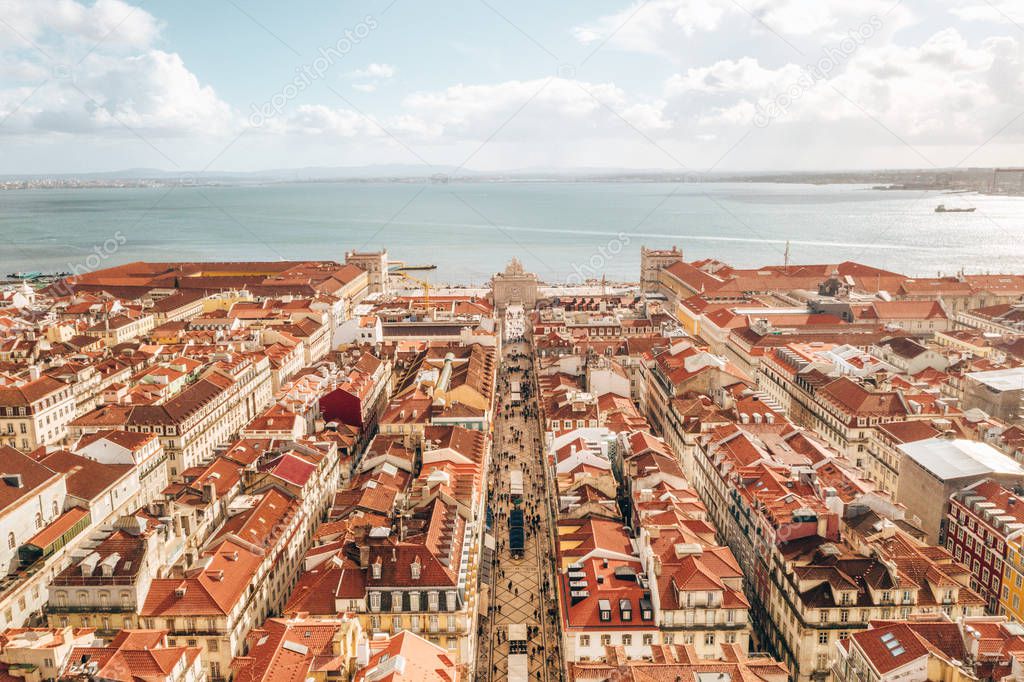 Lisbon cityscape, view of the old town Alfama, Portugal, panorama