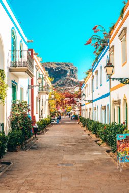 10 Ekim 2018. Puerto de Mogan, Gran Canaria ada, İspanya. Sahil Gran Canaria ada, İspanya için rahat şehir.