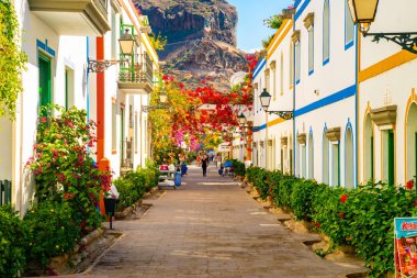 10 Ekim 2018. Puerto de Mogan, Gran Canaria ada, İspanya. Sahil Gran Canaria ada, İspanya için rahat şehir.