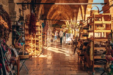 Nicosia, Kıbrıs - 30 Ekim 2018: Görünüm Buyuk Han (büyük Inn), Kıbrıs'taki en büyük Kervansaray. Nicosia 