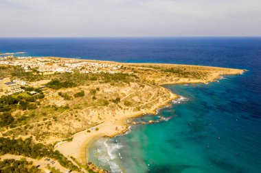 Güzel Kıbrıs, Konnos Bay Cape Greko doğal Park, Ayia Napa yakınındaki kemer kaya ve (molos) Limasol Kıbrıs ve Limasol Hava fotoğraf mesire
