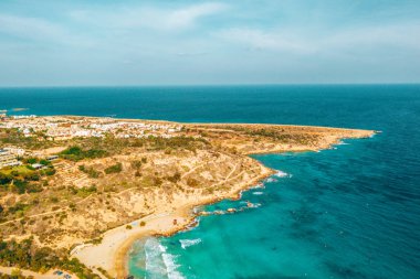 Güzel Kıbrıs, Konnos Bay Cape Greko doğal Park, Ayia Napa yakınındaki kemer kaya ve (molos) Limasol Kıbrıs ve Limasol Hava fotoğraf mesire