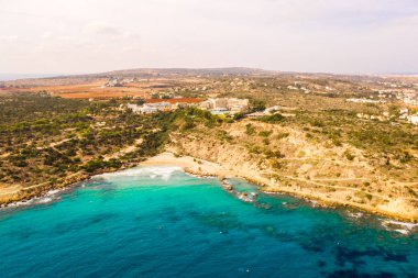 Güzel Kıbrıs, Konnos Bay Cape Greko doğal Park, Ayia Napa yakınındaki kemer kaya ve (molos) Limasol Kıbrıs ve Limasol Hava fotoğraf mesire